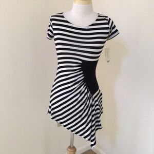 NWT! ECI black/ white knit front asymmetrical top.